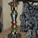 Whimsical French Style Paris Apartment Hand Painted Large Metal Candlestick