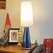 Geometric Stained Glass Lamp, six sided blue pyramid base