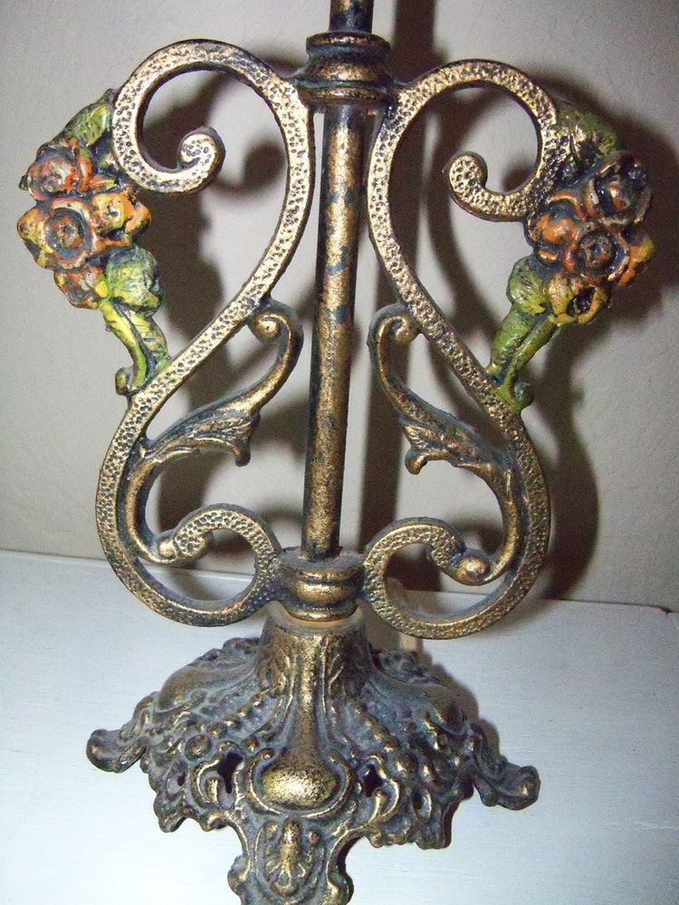 Antique Cast Iron Victorian Table Lamp by