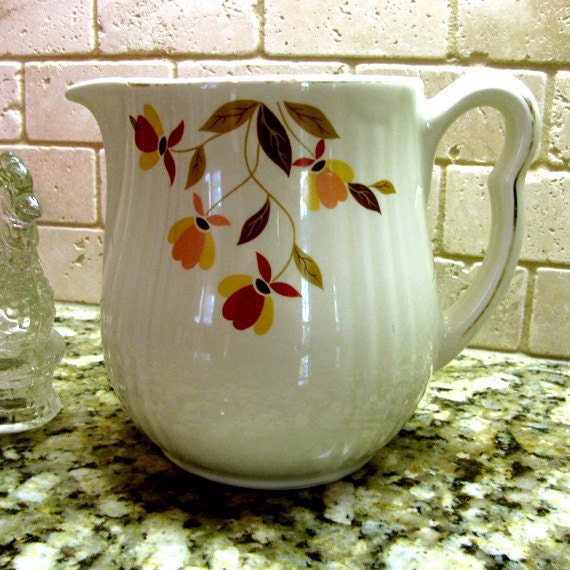 Vintage Hall's Superior Jewel Tea Harvest Floral Pitcher