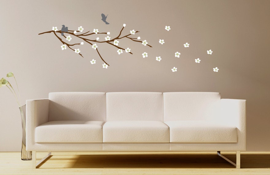 Cherry Blossom Branch Vinyl Wall Decal Wall by InAnInstantArt