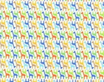 Timeless Treasures Fabric- Mini Up and Down Giraffes - White - Novelty Animal Fabric-Choose Your Cut 1/2 or Full Yard