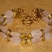 Rose quartz bracelet w/golden flowers