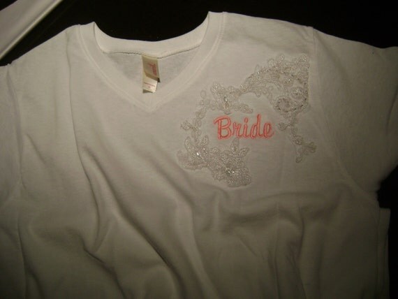 Bride T-Shirt with embroidery and bridal lace detail hat