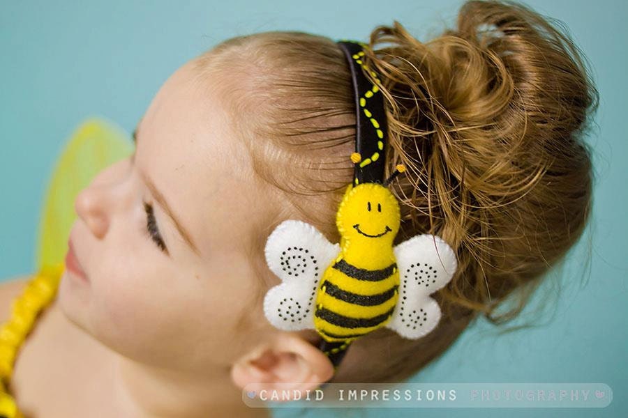 Bumble bee Headband Baby or Girl Yellow and Black Felt