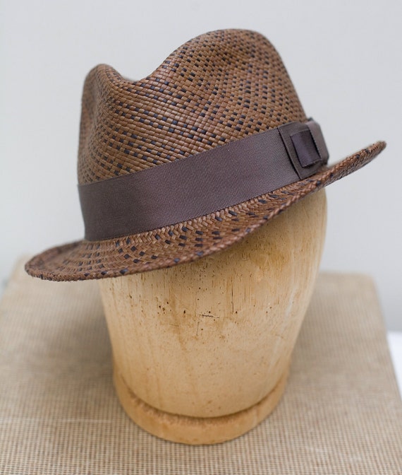 Panama Straw Fedora Hat/Mens/hand blocked