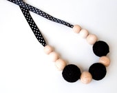Total Black Nursing Necklace/Teething Necklace by SimplyaCircle-Breastfeeding Necklace-Eco-Friendly