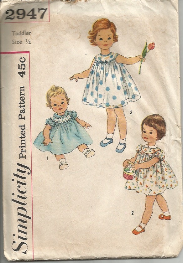 Vintage 1950's Baby Girl's Dress Pattern Simplicity