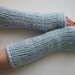 Pale blue long fingerless woolrich gloves