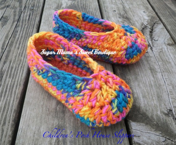 Items similar to Children's Posh House Slippers. Crochet. You Choose ...