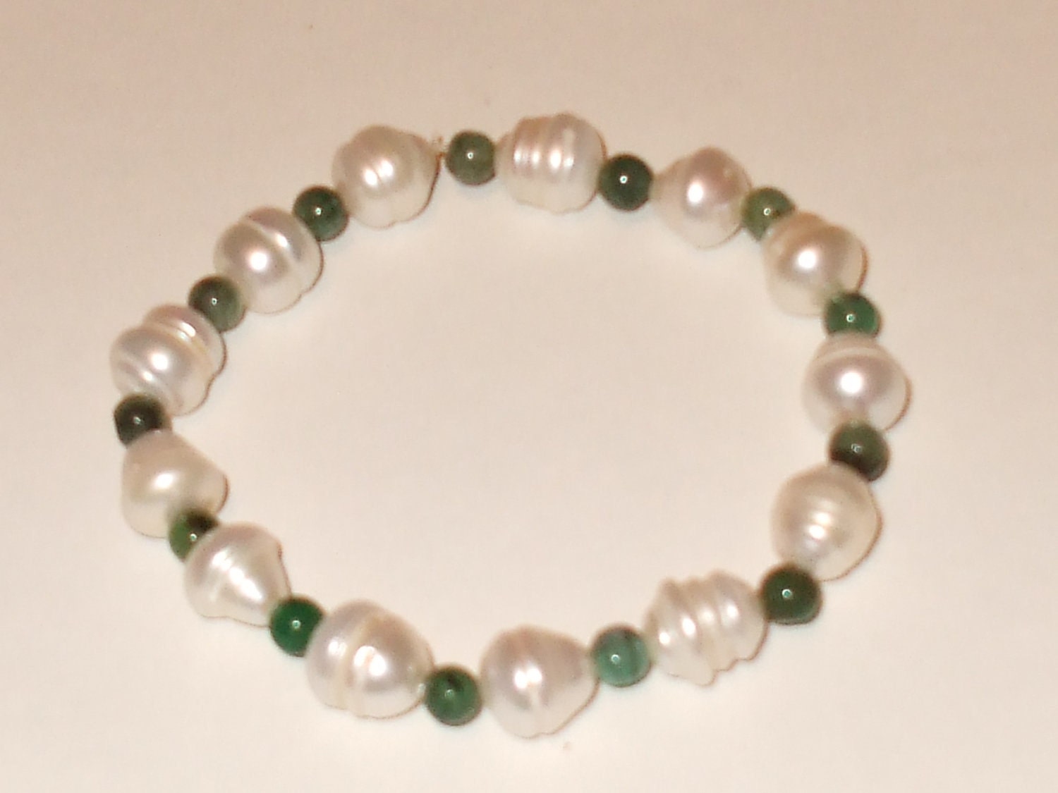 Pearl and emerald bracelet by rhondastump on Etsy