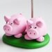 Pig Memo Holder, Polymer Clay, Photo Clip