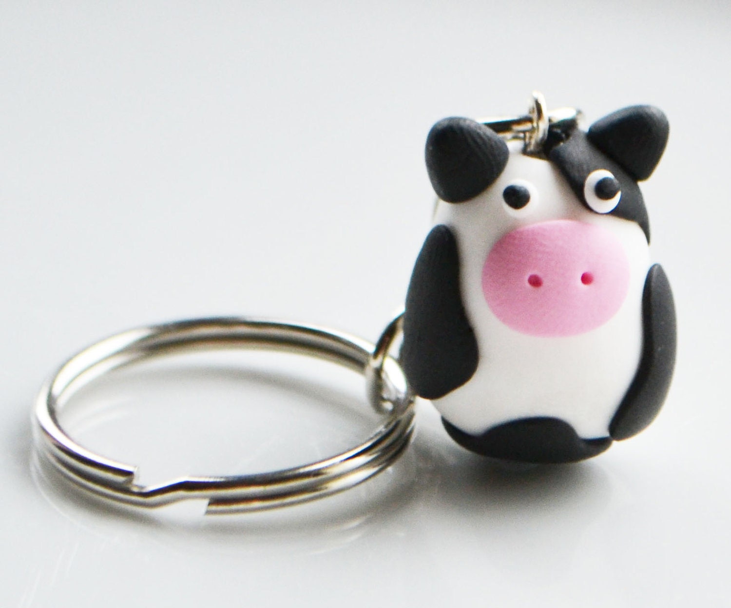 Cow Keyring Keychain Fimo Polymer Clay