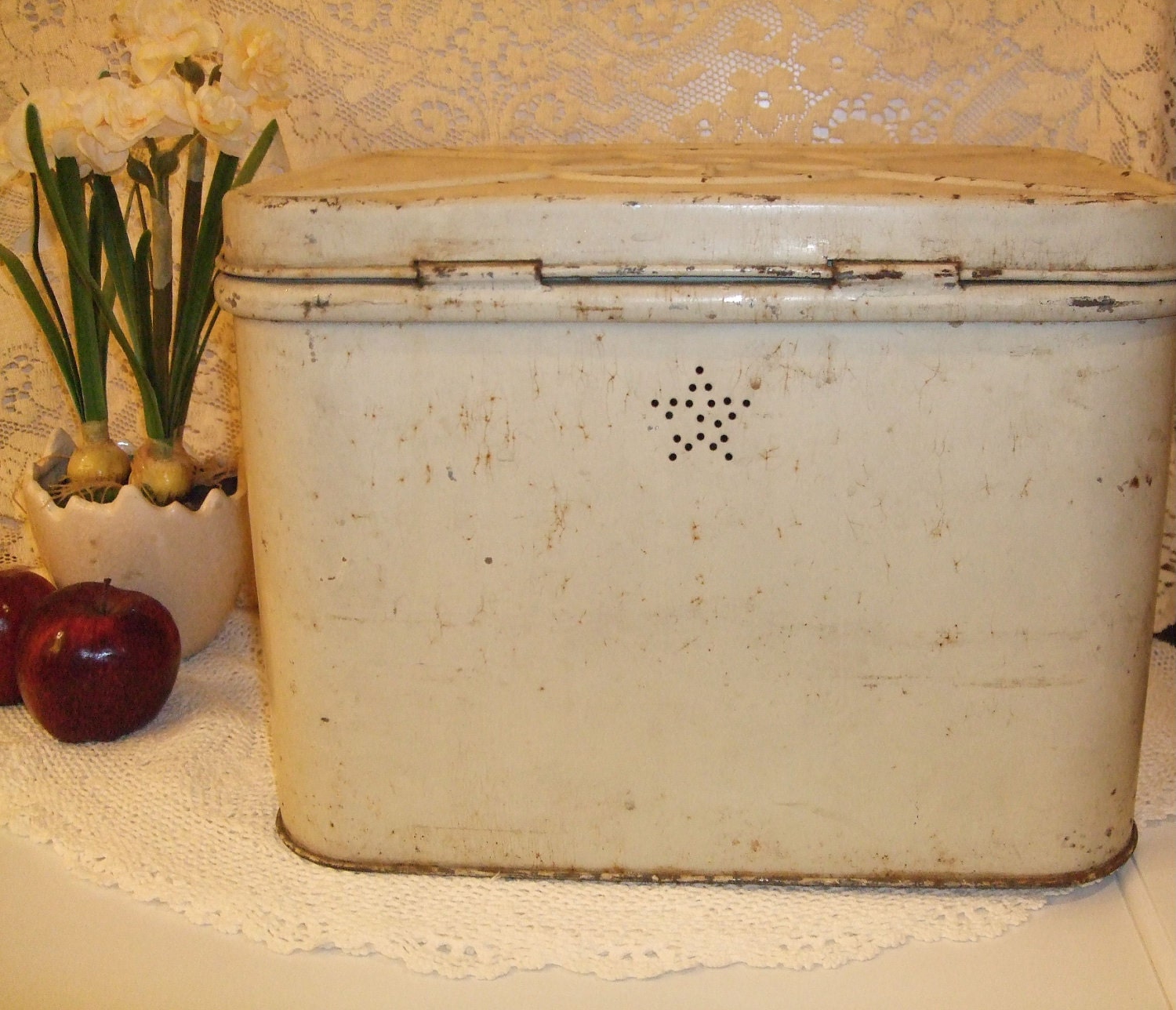 Antique Metal Bread Box 1940's