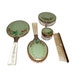 Dresser set or vanity set with mirror, brush, two dresser jars and comb