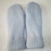 Recycled Wool Mittens from Felted Sweaters, Fleece Lined -Women's Ice Blue with Pearled Buttons at cuff