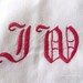 Pillow case monogram embroidery shabby chic red vintage Swedish