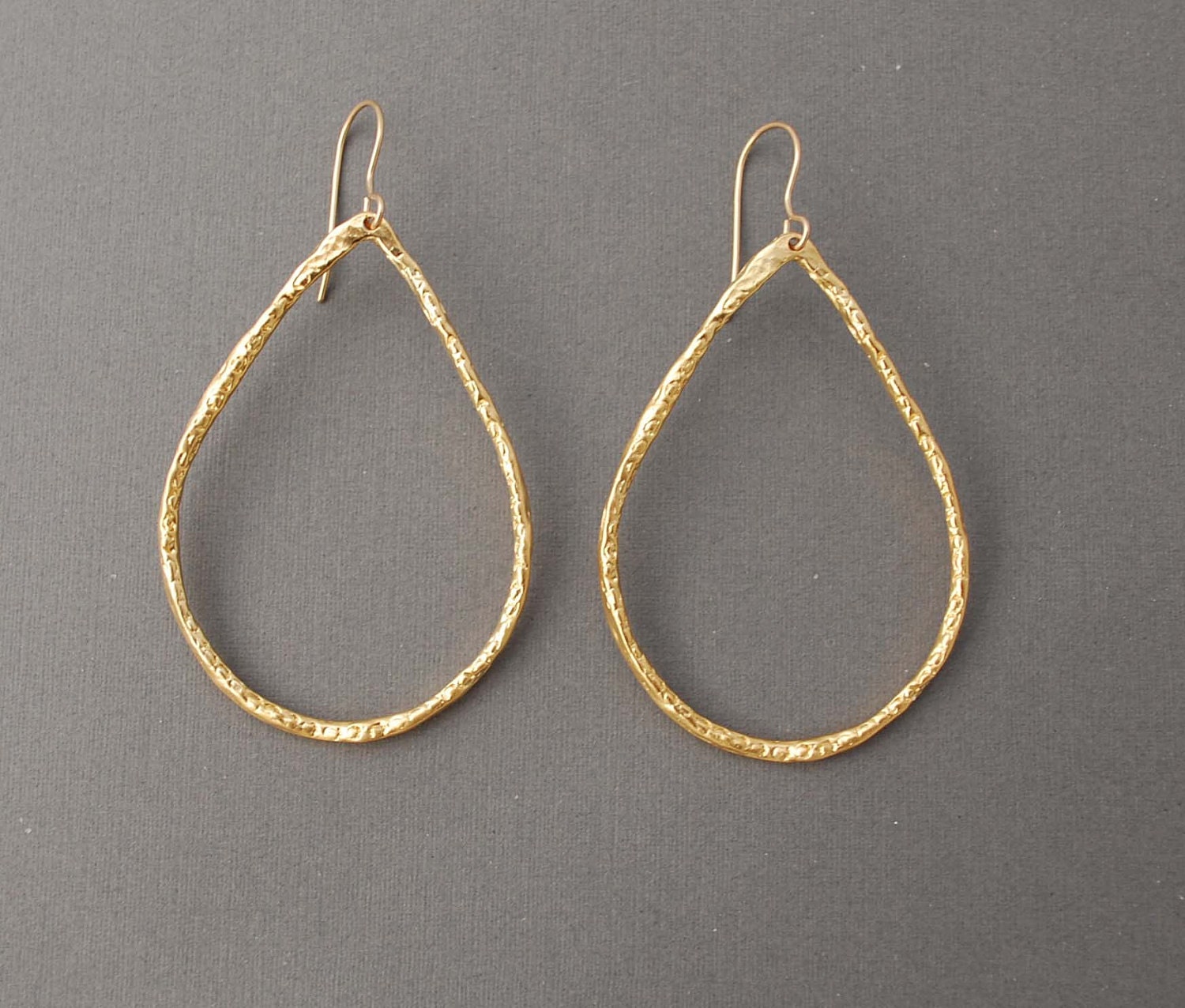 Small Gold Teardrop Hoop Earrings also in Silver by JENNYandJUDE