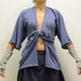 Kimono Cotton Woolly knit Cardigan in porche blue "Adapt"