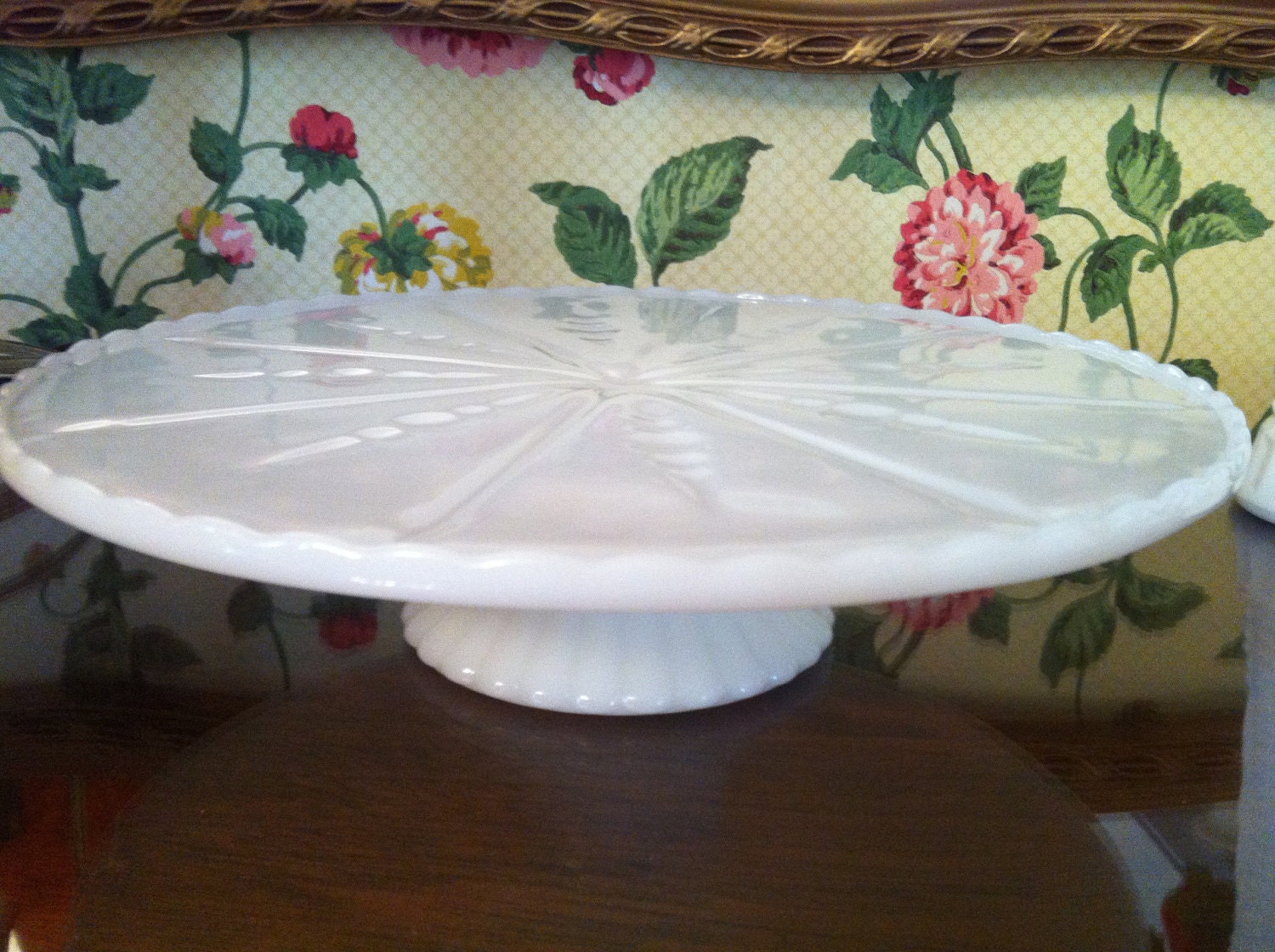 Milk Glass Cake Stand Plate By Anchor Hocking Vintage C 1950 8618