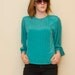 Turquoise Vintage Blouse. Front Pleated Detailing FREE SHIPPING (DOMESTIC U.S)