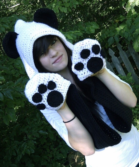 Items similar to Crochet Panda Scoodie- VEGAN on Etsy
