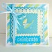 New Baby Boy Greeting Card, Blue and Green, Baby Blue, Celebrate, Baby Carriage, Stamp Embossed, Baby Shower