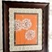 Original Framed Painted Dandelions on Orange, Home Decor, Gray, White, Art, Gift, Orange and Gray, Espresso Brown frame, 8x10
