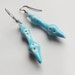 Long light blue dangle ceramic earrings bright sky - OOAK handmade