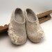 Felted slippers Neutral - size 7 US, 37.5 EU, 4.5 UK - eco friendly