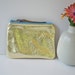 Leather Mini Two Tone Pouch in Metallic Golds with Light Blue Vintage Zipper OOAK