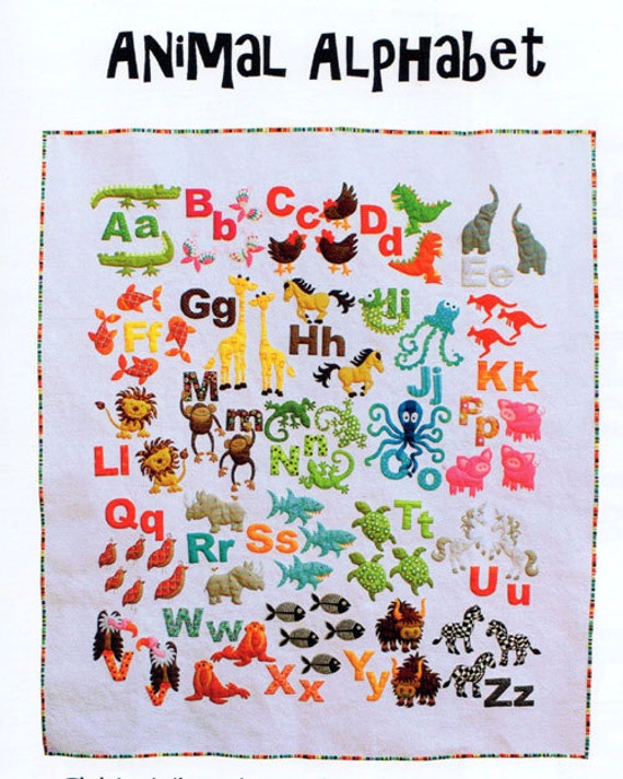 Animal Alphabet Applique Quilt Pattern by Don't Look Now