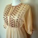 Vintage Robe: Dressing Gown, Embroidered Cream Robe 100% Nylon