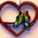 wood heart with lovebirds pendant
