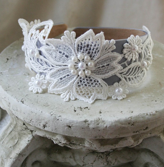 winter headband with pearls