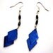 Upcycled cobalt blue earrings made of paper beads recycled jewelry, eco friendly, sustainable