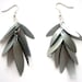 Recycled grey plastic bottle earrings eco friendly upcycled jewelry silver leaves