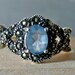 SALE Vintage Sterling Silver Marcasite Ring with Blue Gemstone Size 8
