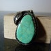 SALE Vintage Silver Native American Style Green Turquoise Pendant with Leaf