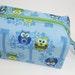 Small Zippered Project Bag - Blue and Green Roosting Owls