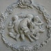 RESERVED FOR STEPHANIE...Thanks..French shabby chic heavy,old cherubs/hound/oval roses pediment/ header-Paris apartment/cottage chic