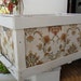 Vintage,French shabby chic,wooden crate,white paint/ with antique French wallpaper storage/bedside/bookcase Paris apartment.