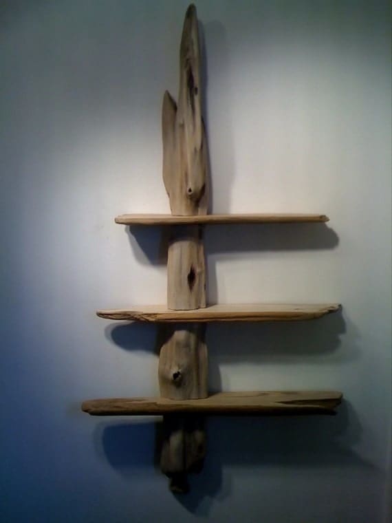 Driftwood shelves made from Western Red Cedar and Doug fir. 34" x 64".