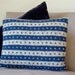 Cushion, Pillow, Scandinavian, Hand Knitted, Wool, Blue, Oat, Stripes