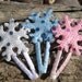 Winter Hair Clips - Snowflake Hair Clips - Snap Clips - Hair Clip Set - Pink Blue White Hair Clips - Christmas Hair Clips - Holiday Clips
