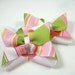 Spring Pastel Hair Bows - Pink White Green Hair Bow Set - Pigtail Hair Bows - Easter Hair Bows