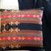 Pendleton wool throw pillow Native American blanket wool tribal stripes tan, black, grey, red 16x16