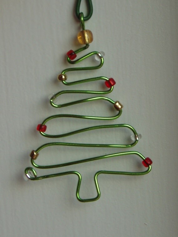 Items similar to Handmade wire "Christmas Tree with Ornaments" ornament