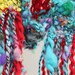 Hand Knit Scarf 'Song for You" by Leon Russell, RocknRoll, Multi color, Blue, Red, Yellow, of Super Soft Handspun Hand Dyed Bulky Yarn
