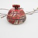 Ceramic little box - red copper crackle surface lidded jar